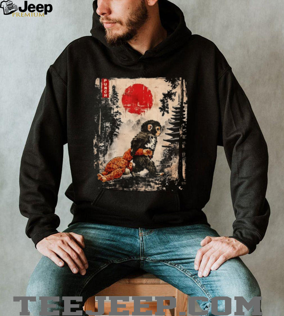 Japanese Ukiyo e Style Monkey and Red Sun Art Graphic T Shirt