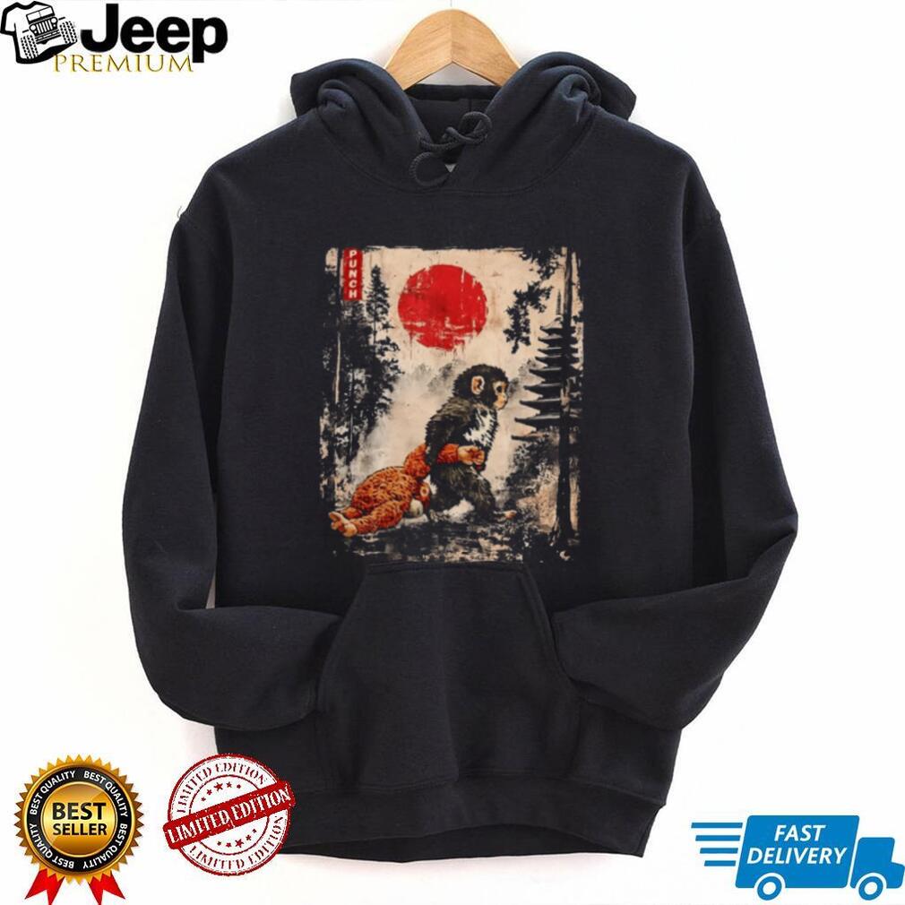 Japanese Ukiyo e Style Monkey and Red Sun Art Graphic T Shirt