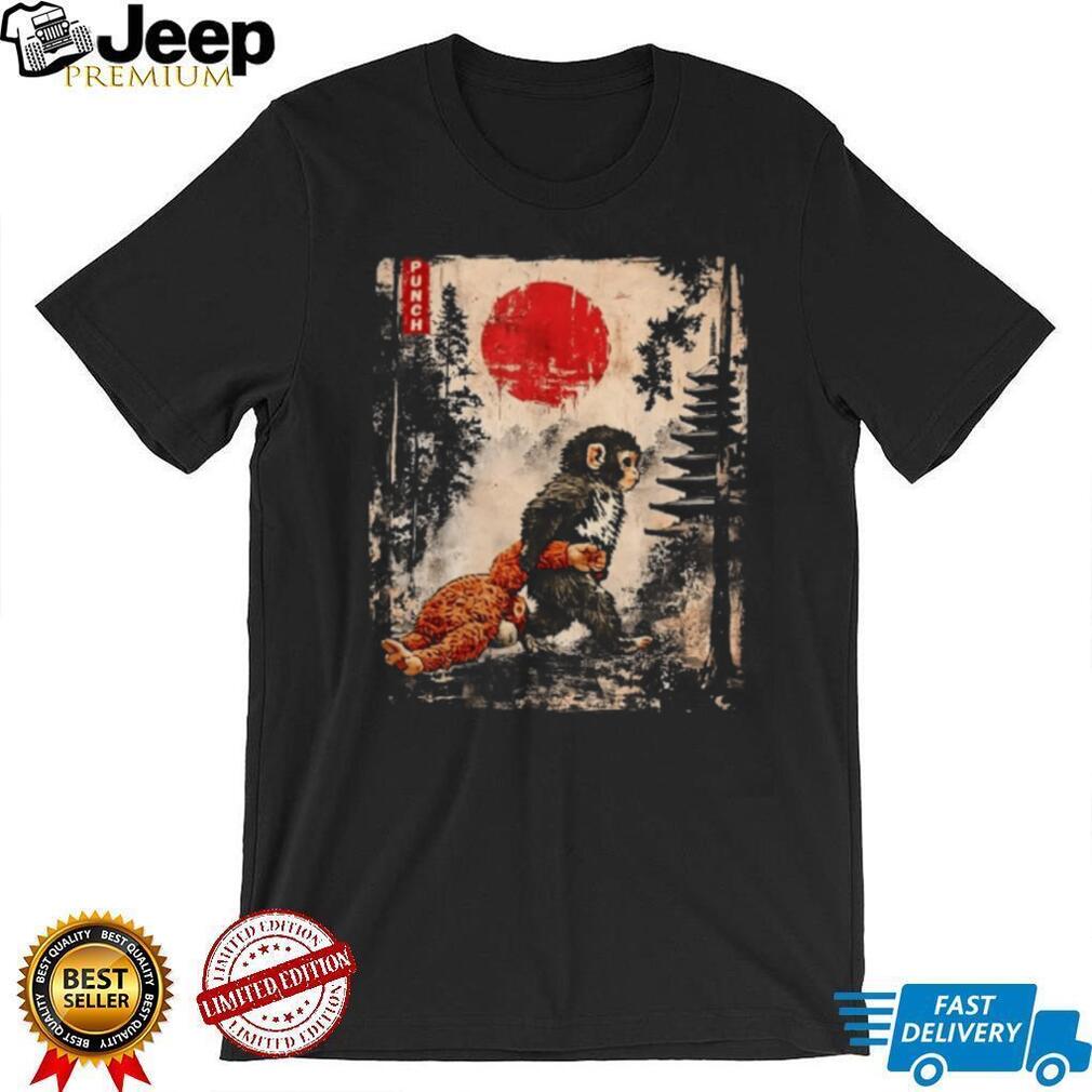 Japanese Ukiyo e Style Monkey and Red Sun Art Graphic T Shirt