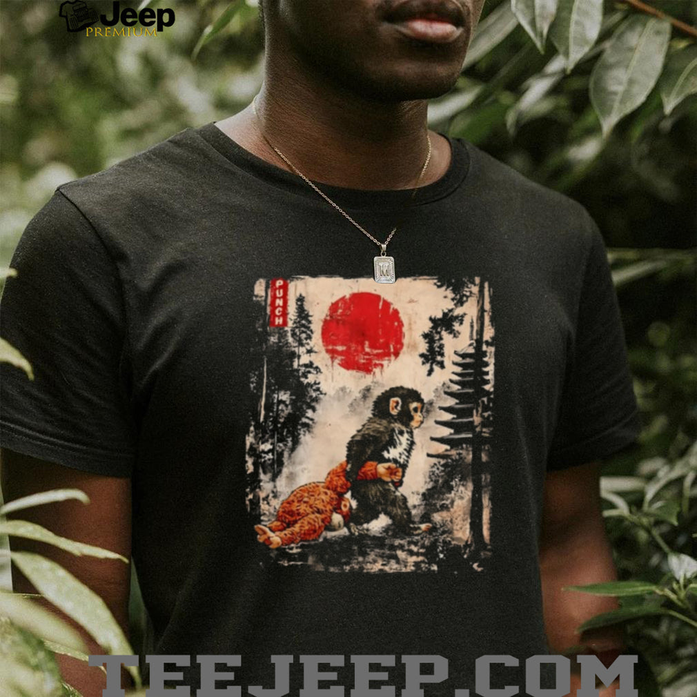 Japanese Ukiyo e Style Monkey and Red Sun Art Graphic T Shirt