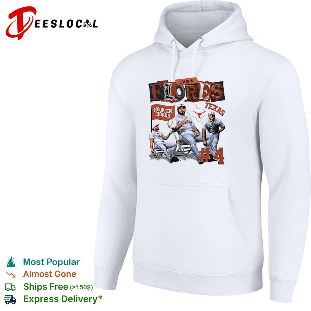Jason Flores 4 Texas Longhorns Hook Em Horns baseball shirt