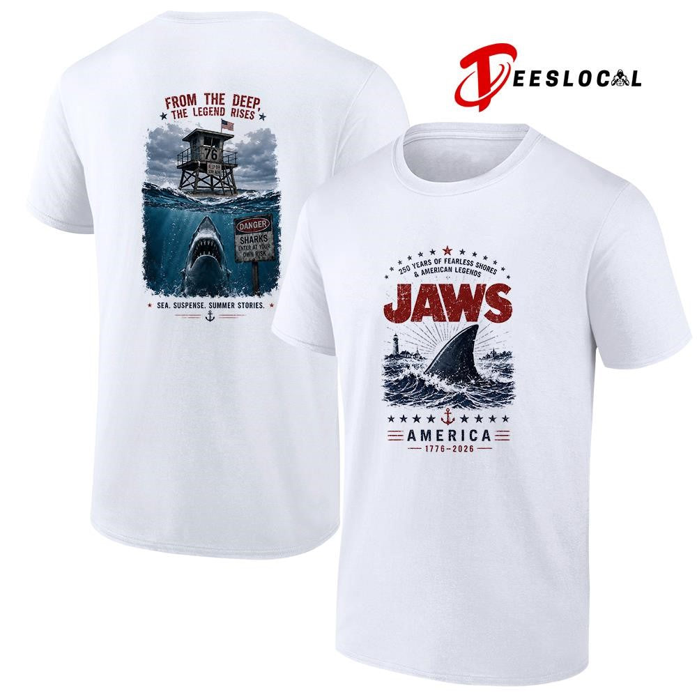 Jaws 250 years of fearless shores and American legends from the deep the legend rises shirt