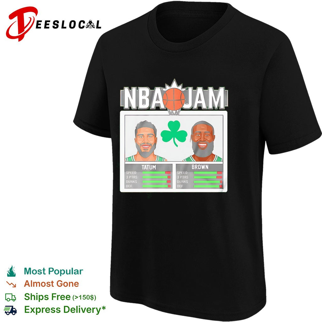 Jayson Tatum and Jaylen Brown Boston Celtics NBA Jam basketball shirt