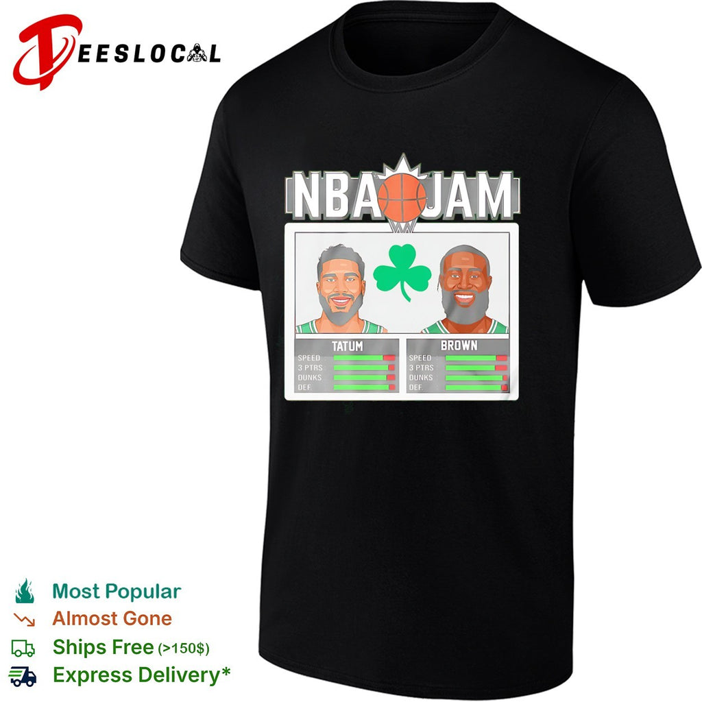 Jayson Tatum and Jaylen Brown Boston Celtics NBA Jam basketball shirt