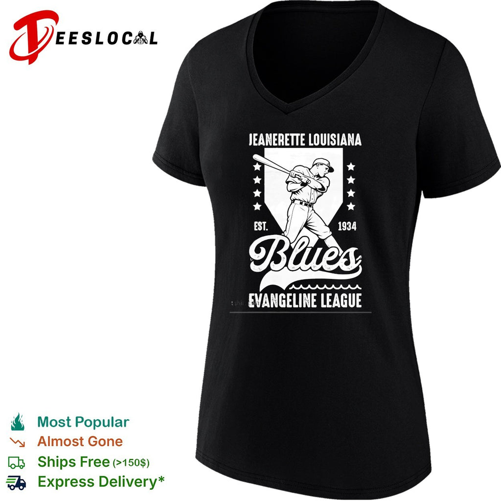 Jeanerette Louisiana Blues Evangeline League est 1934 vintage baseball distressed art shirt