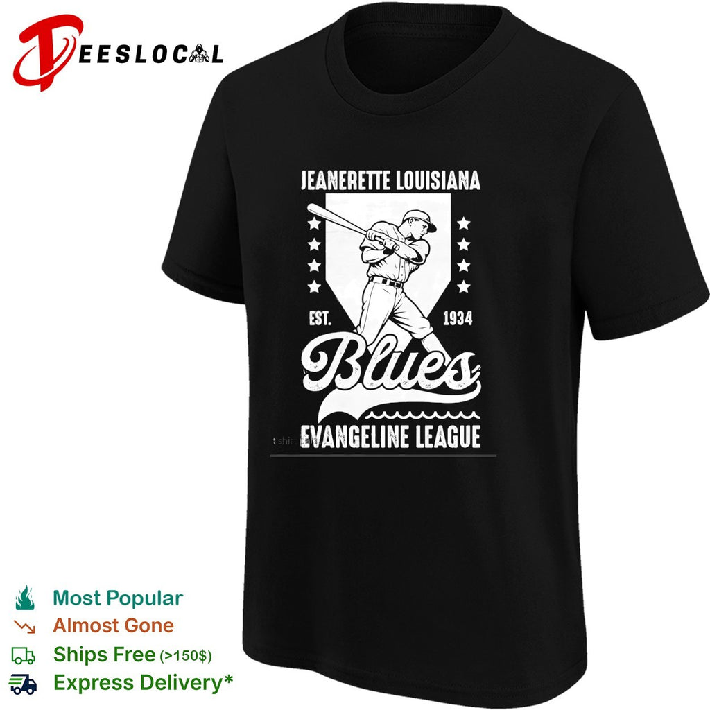 Jeanerette Louisiana Blues Evangeline League est 1934 vintage baseball distressed art shirt