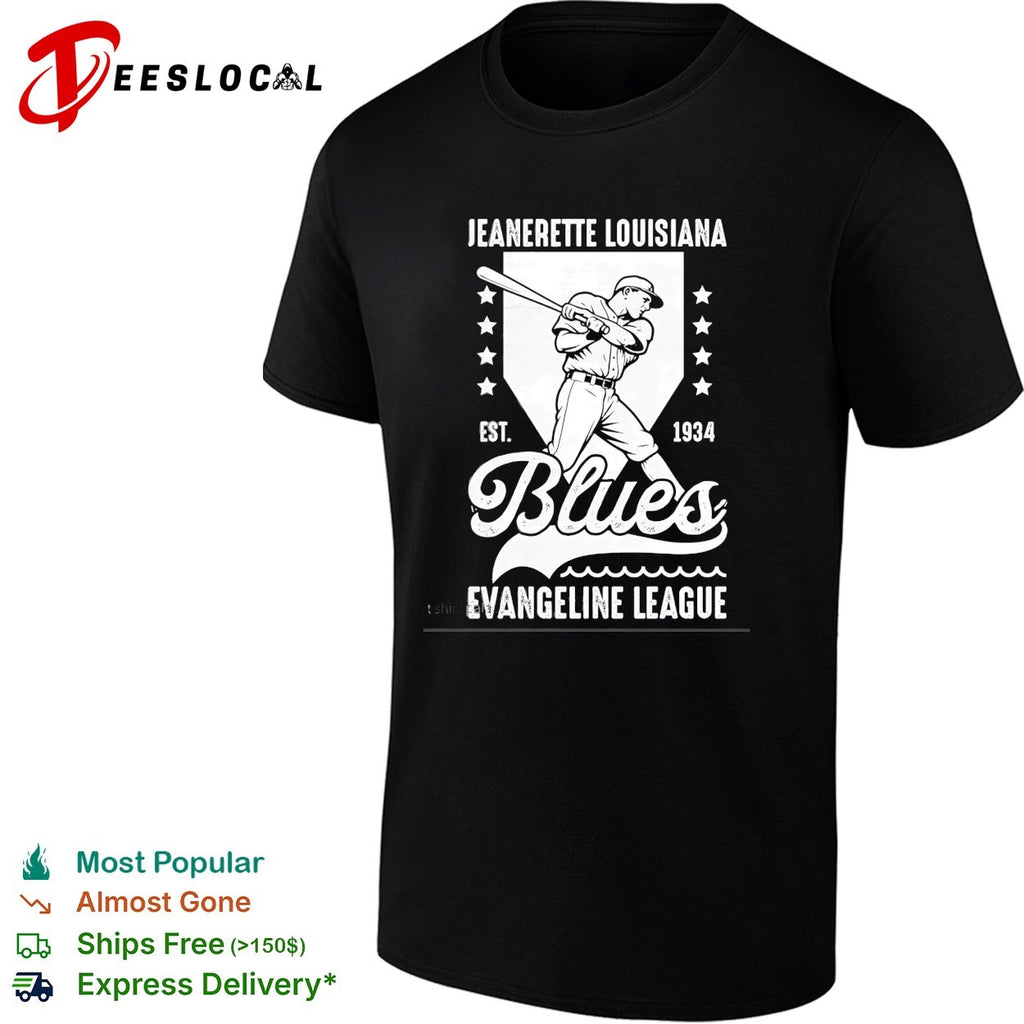 Jeanerette Louisiana Blues Evangeline League est 1934 vintage baseball distressed art shirt