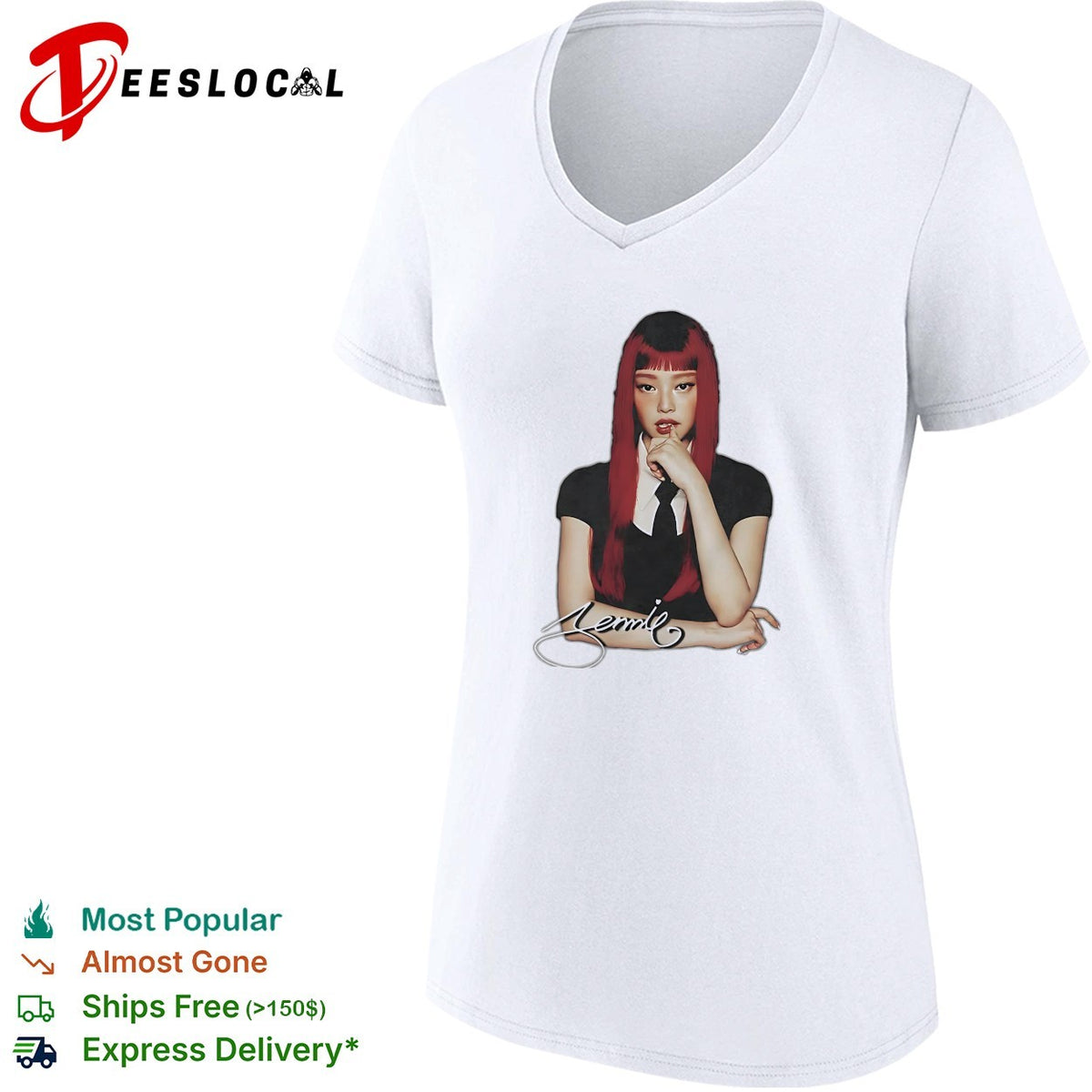 Jennie Kim Blackpink Signature Logo Jennie Blackpink Kpop Idol Fan Art Shirt