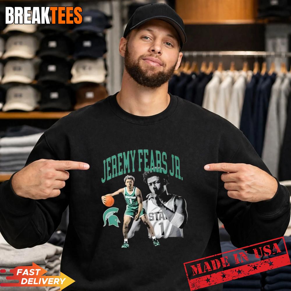 Jeremy Fears Jr Michigan State Spartans Basketball Portrait T-Shirt
