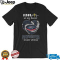 Jesus In My Heart Patriots In My Veins New England Football Faith Glitter Graphic T Shirt