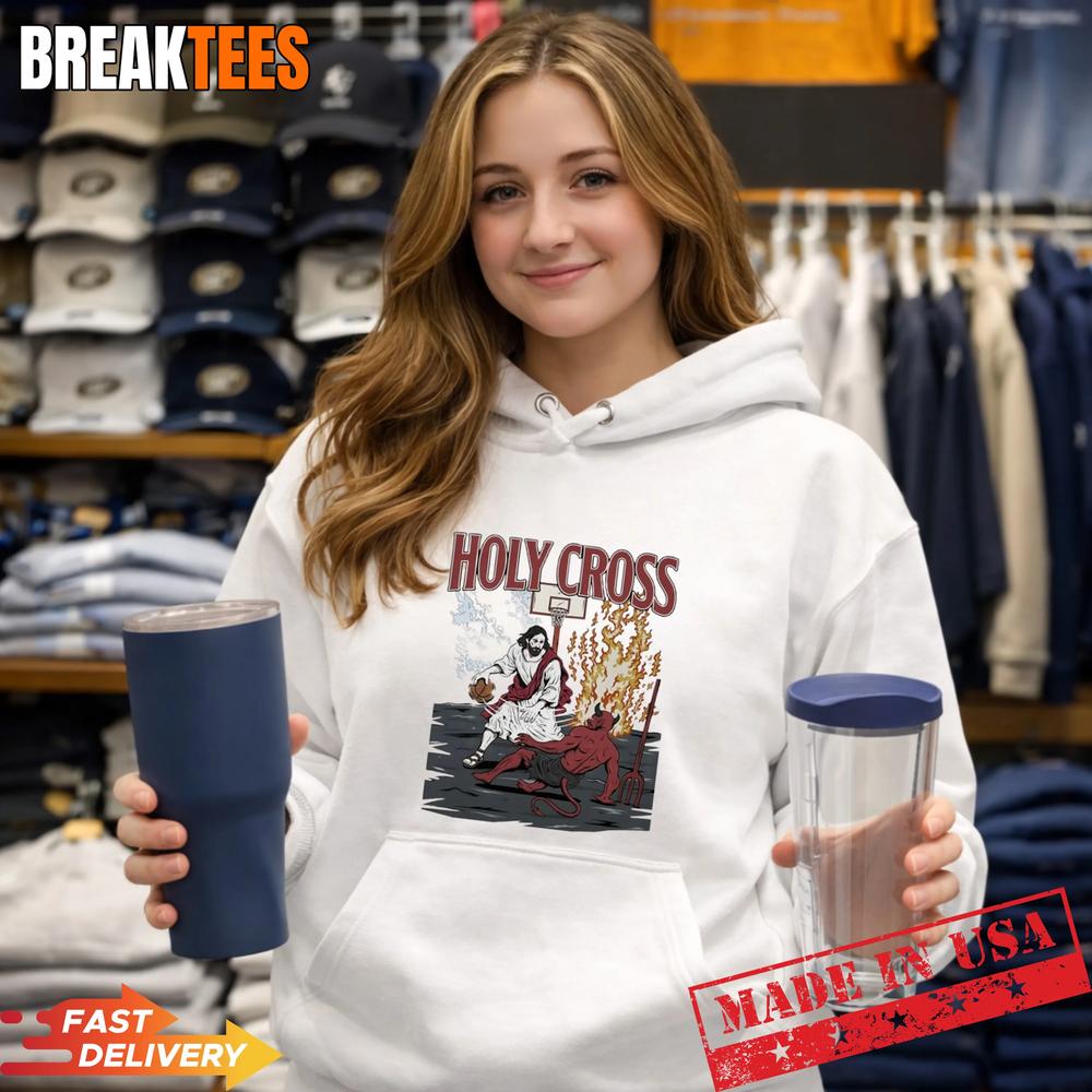 Jesus vs Devil Holy Cross Basketball T-Shirt