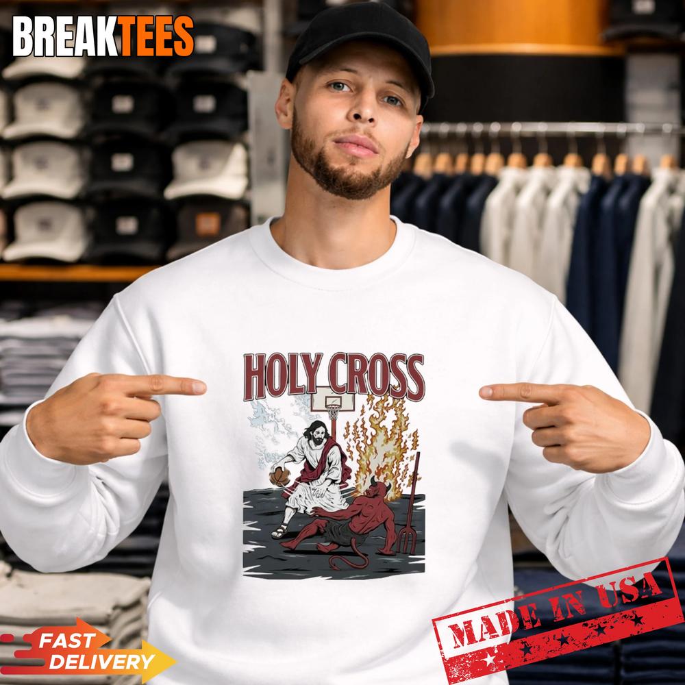 Jesus vs Devil Holy Cross Basketball T-Shirt