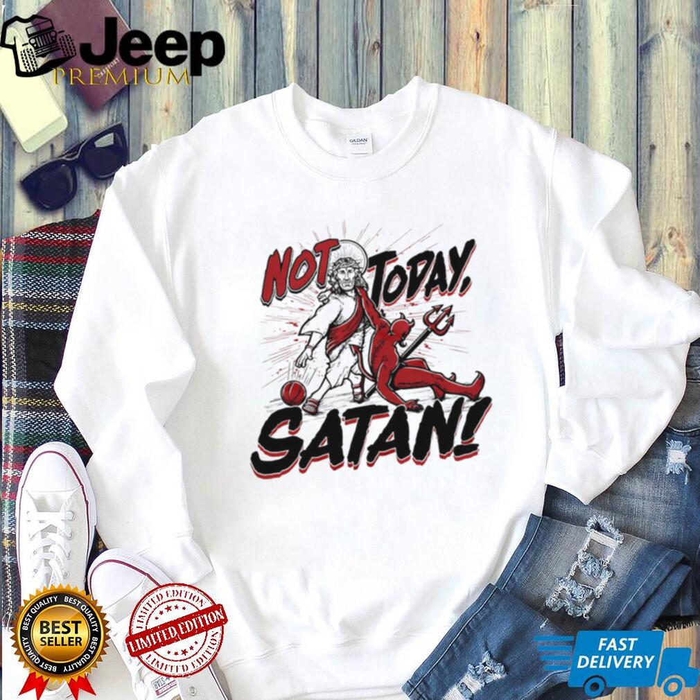 Jesus vs Satan “Not Today Satan” Basketball Dunk Graphic T Shirt