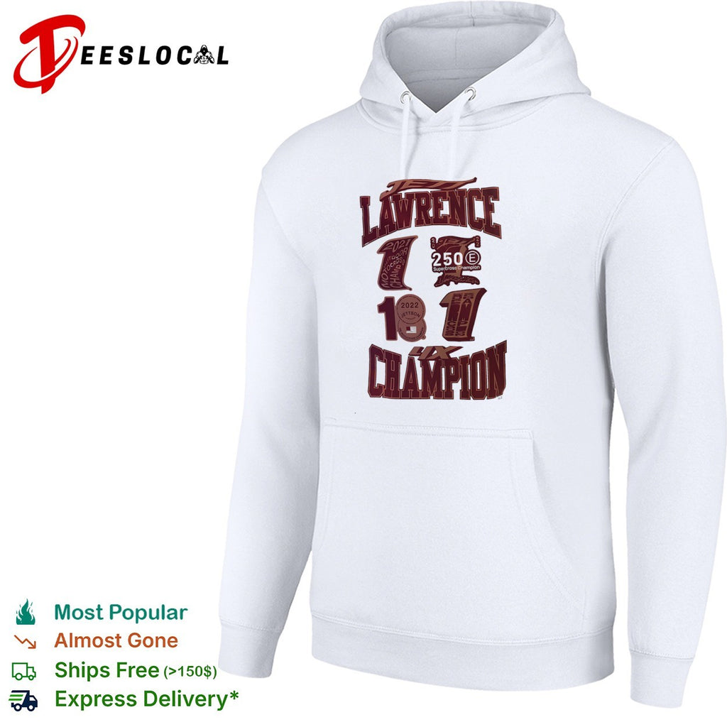 Jett Lawrence 4x Champion 2021 2022 2023 Motocross Supercross career stats fan shirt