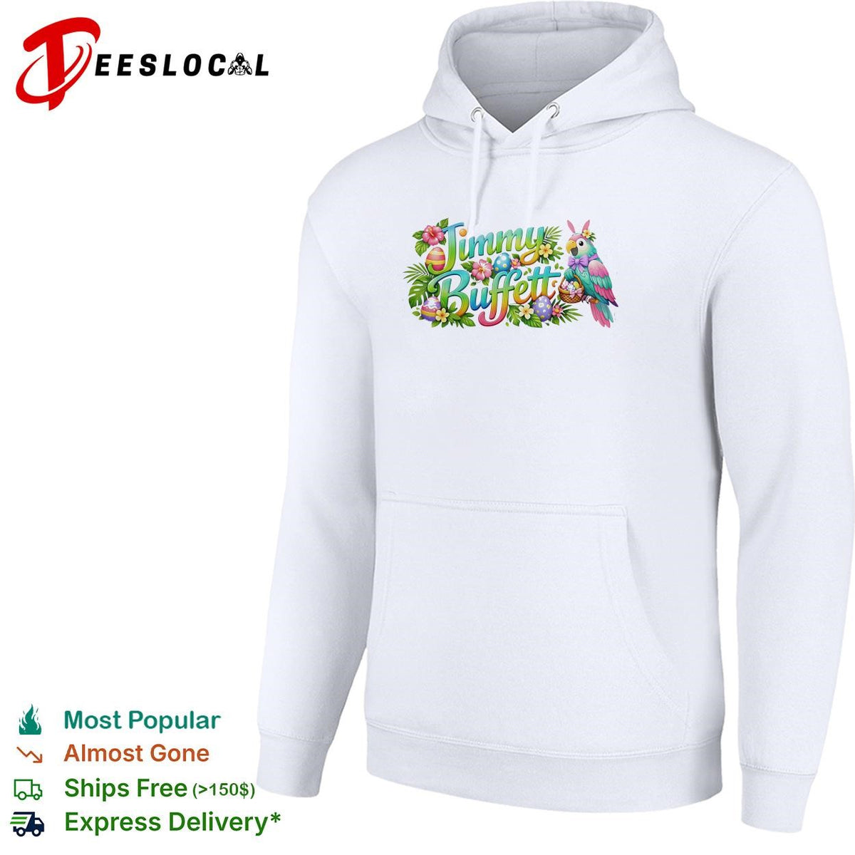 Jimmy Buffett colorful tropical parrot flowers Easter eggs poster shirt