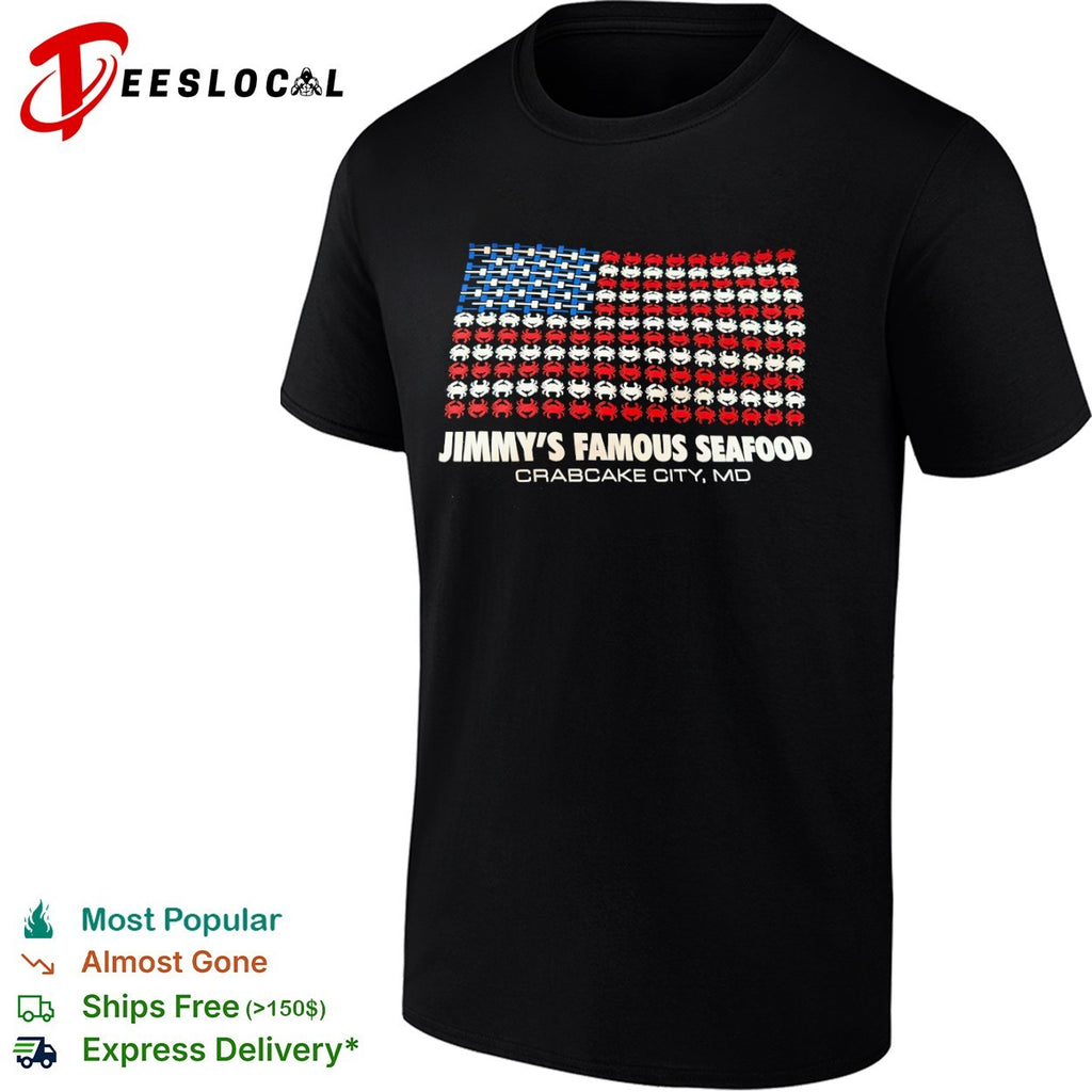 Jimmy’s Famous Seafood Crabcake City MD American Flag shirt