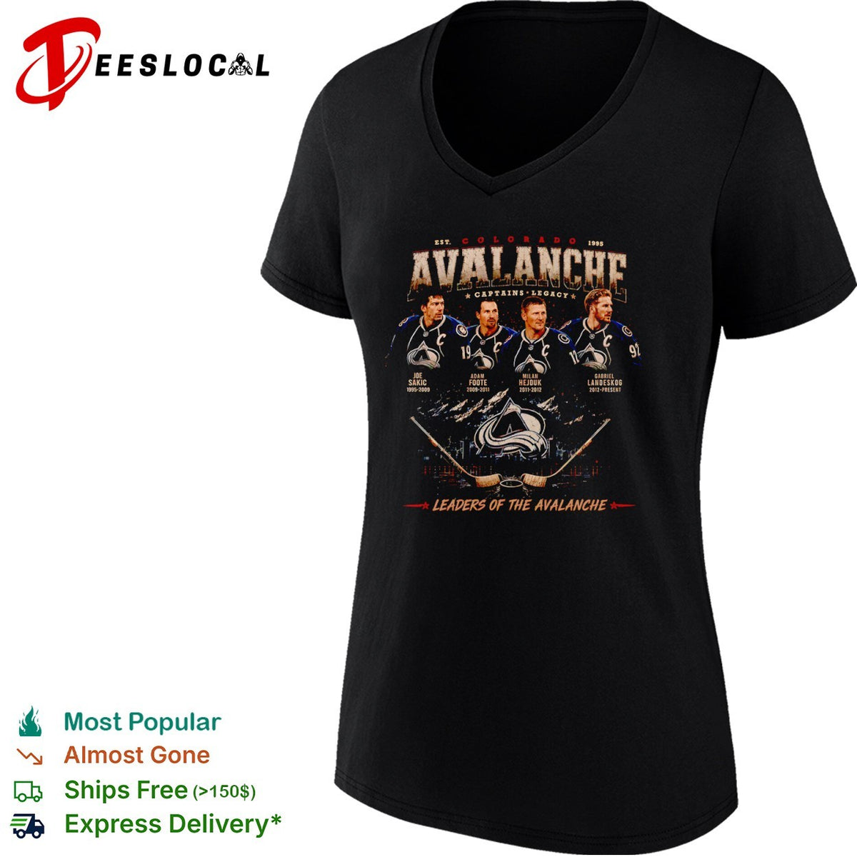 Joe Sakic Adam Foote Milan Hejduk Gabriel Landeskog Colorado Avalanche NHL shirt