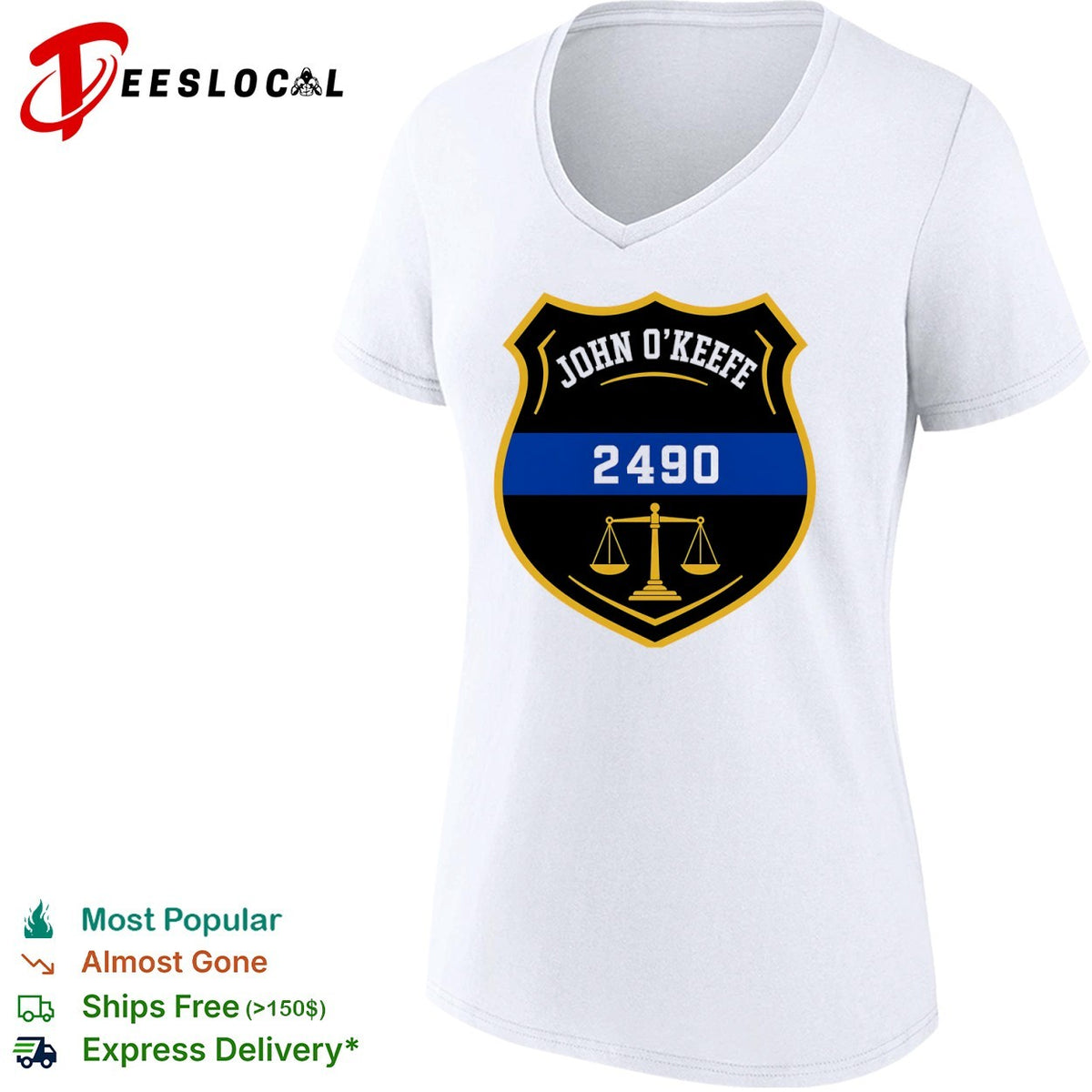 John O Keefe 2490 Law Enforcement Scale of Justice Memorial Honor shirt