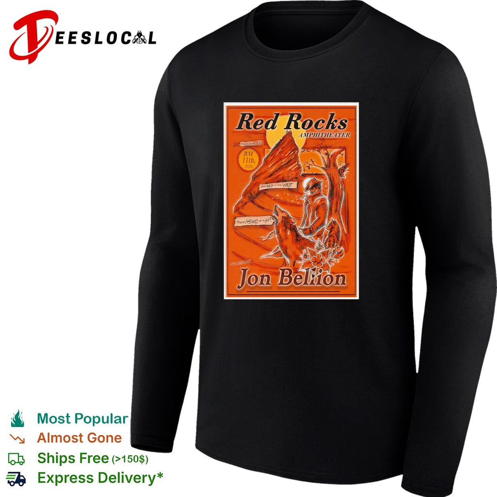 Jon Bellion Red Rocks Amphitheater concert poster orange climber art shirt