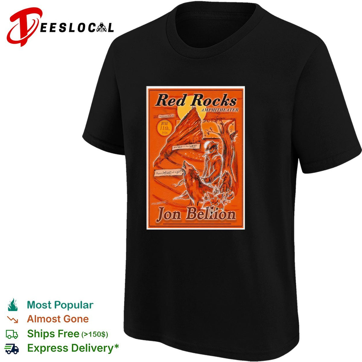 Jon Bellion Red Rocks Amphitheater concert poster orange climber art shirt