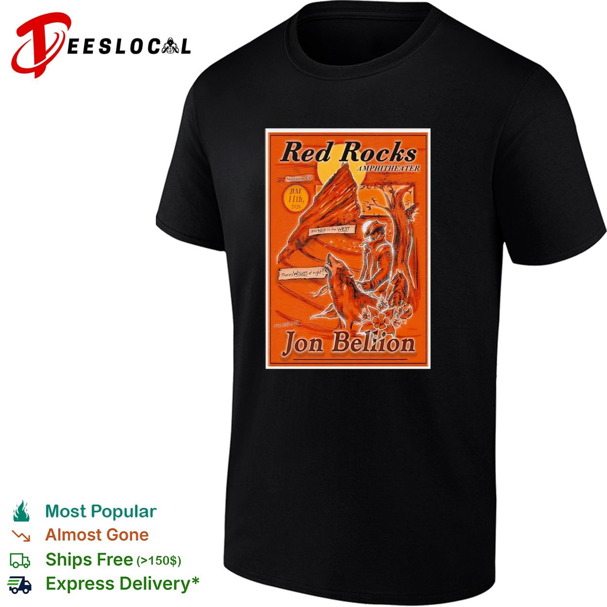 Jon Bellion Red Rocks Amphitheater concert poster orange climber art shirt