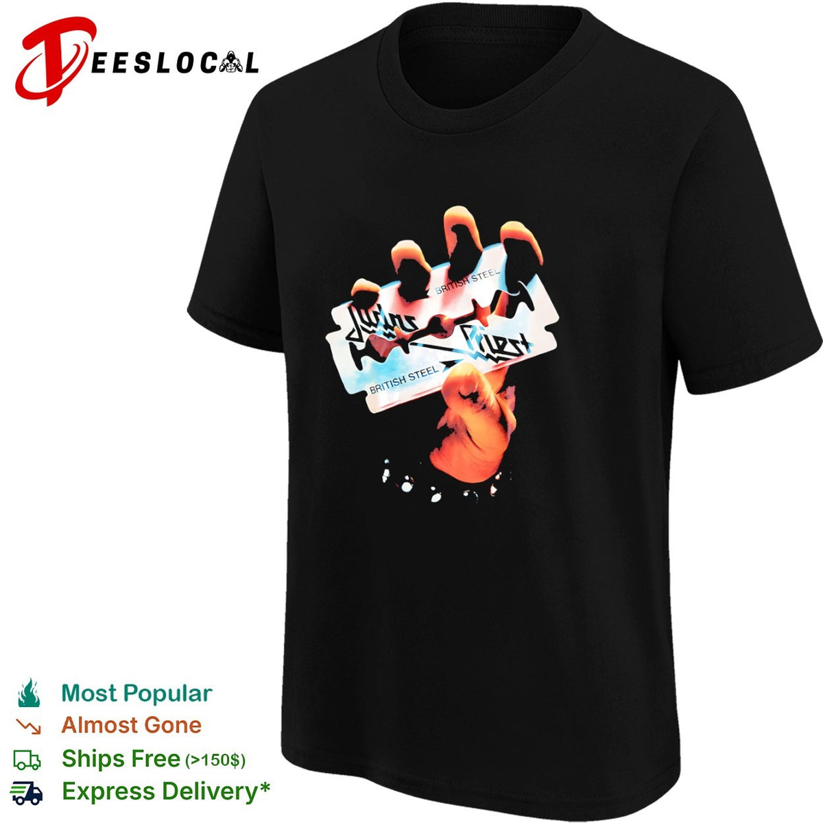 Judas Priest British Steel Razor Blade Heavy Metal Music Band Logo Graphic shirt