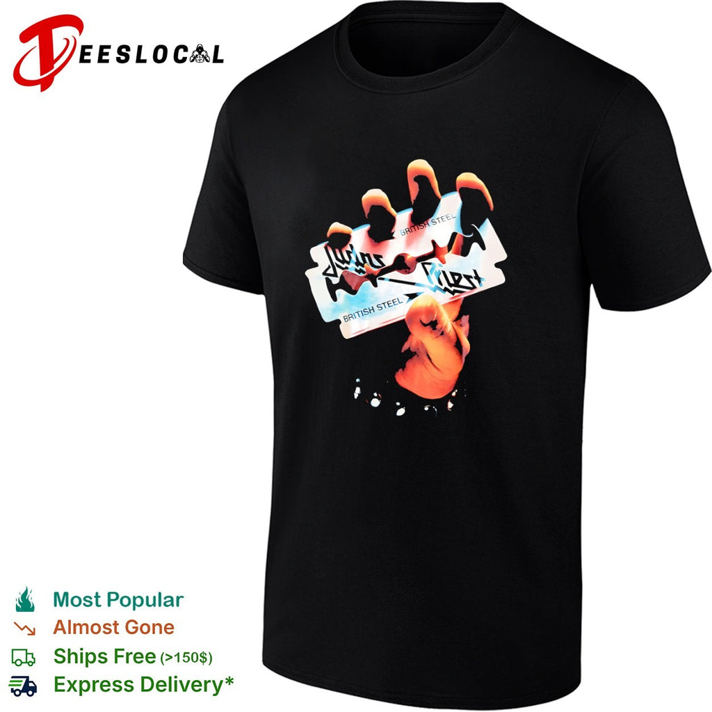 Judas Priest British Steel Razor Blade Heavy Metal Music Band Logo Graphic shirt