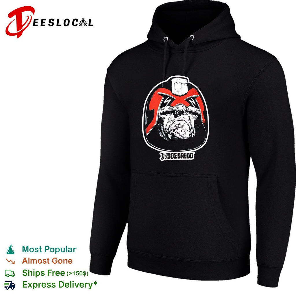Judge Dredd Comic Book Face Illustration Logo Black Graphic Logo shirt