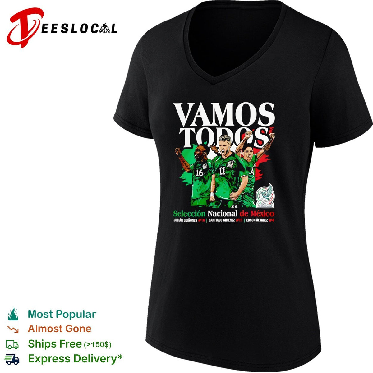 Julián Quiñones Santiago Giménez Edson Álvarez Mexico National Team Vamos Todos shirt