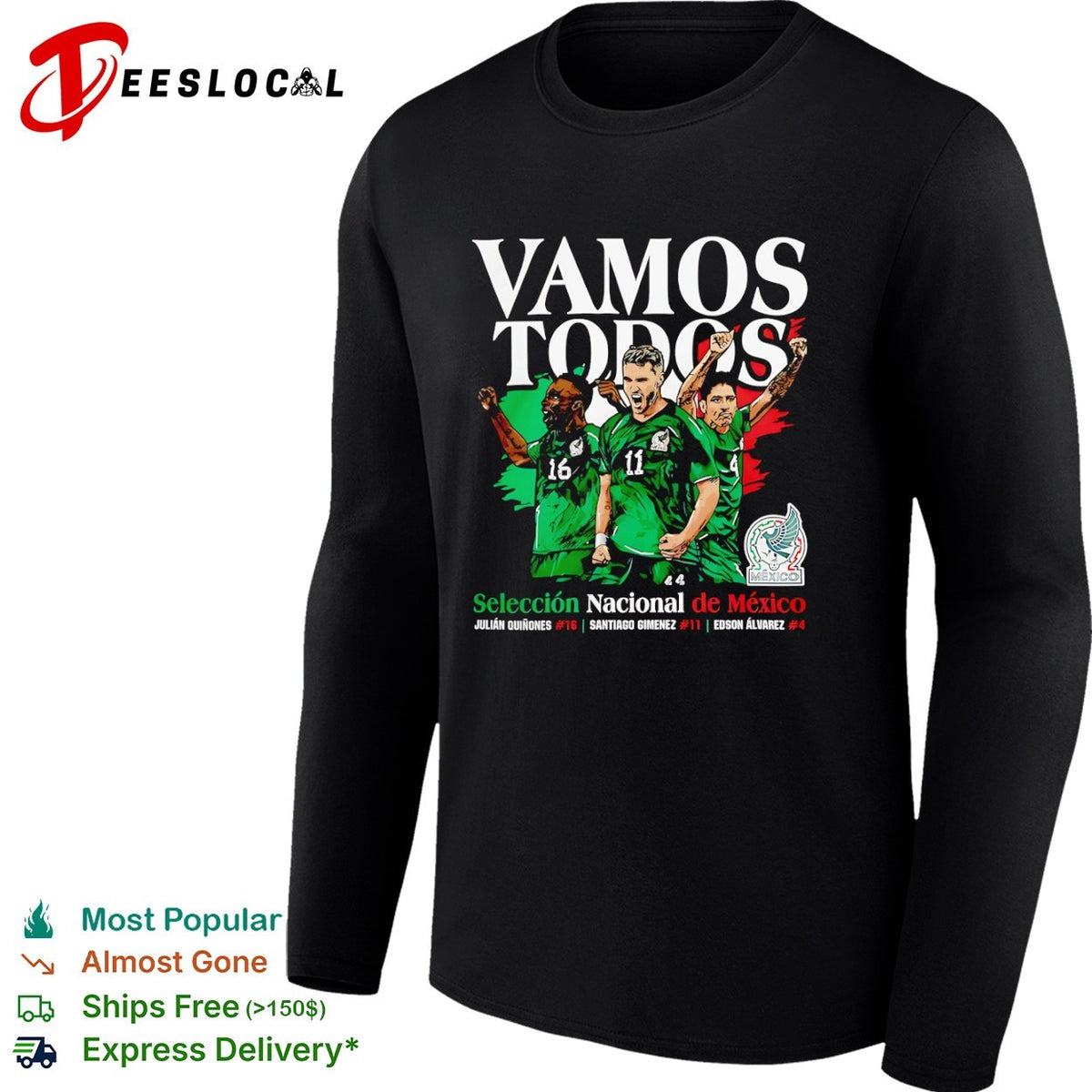 Julián Quiñones Santiago Giménez Edson Álvarez Mexico National Team Vamos Todos shirt