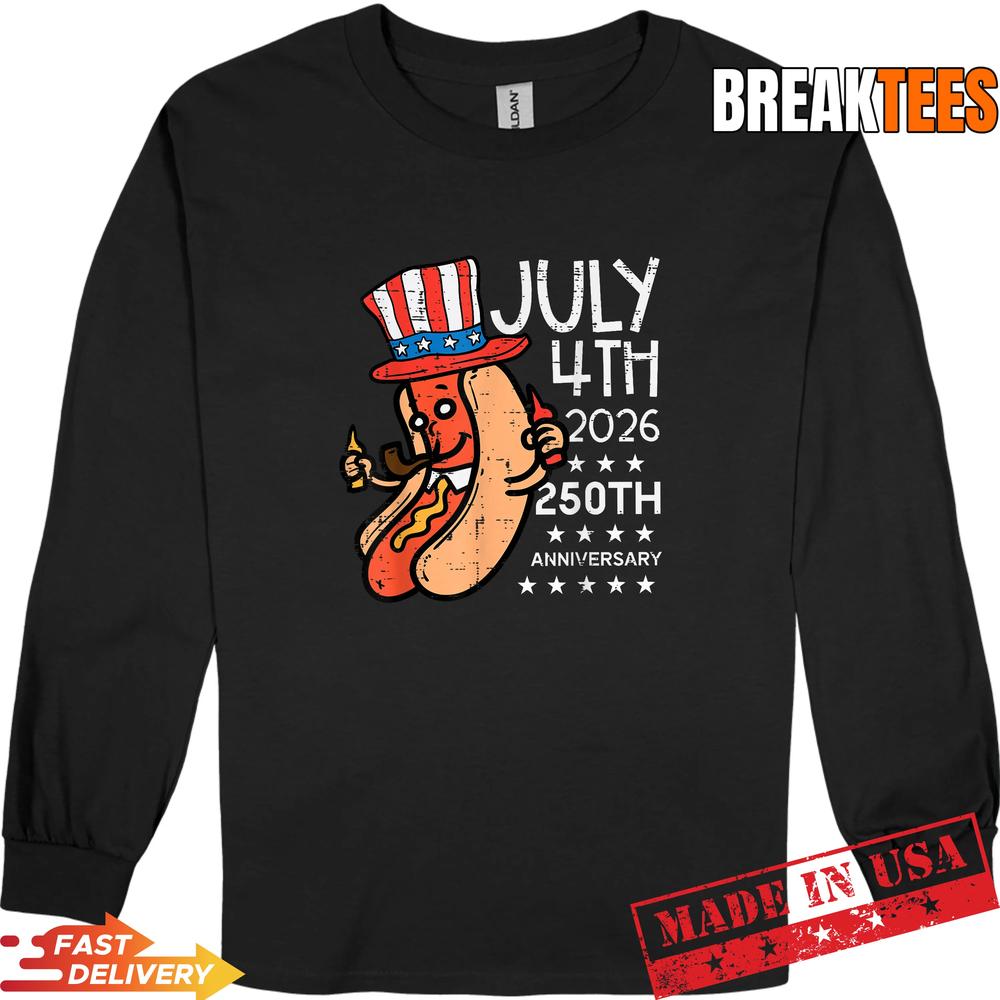 July 4th 2026 250th Anniversary Hotdog 250 Years USA T-Shirt