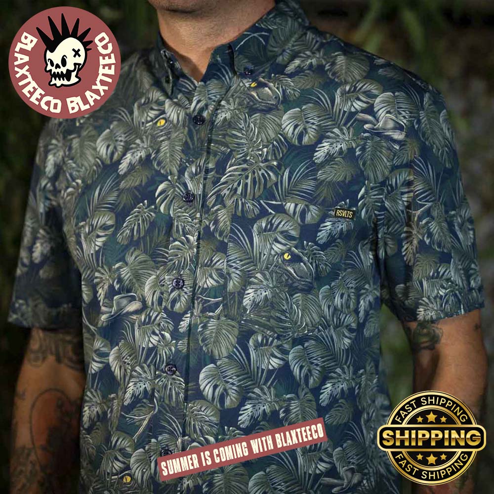 Jurrasic Park RSVLTS Clever Girl Button Short Sleeve Hawaiian Shirt