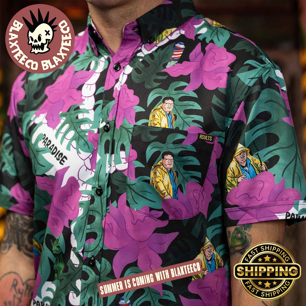 Jurrasic Park RSVLTS Nobody Cares Button Short Sleeve Hawaiian Shirt