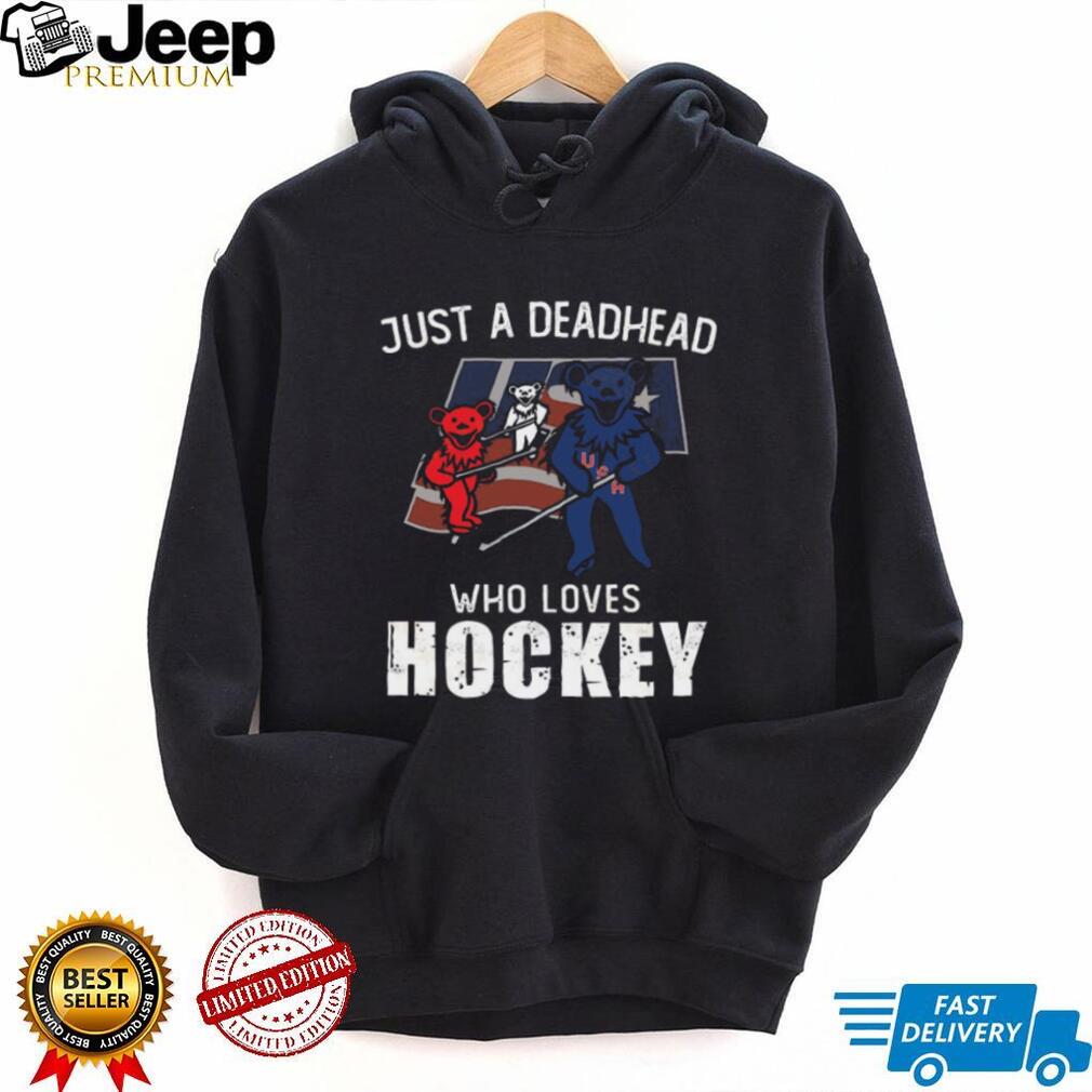 Just A Deadhead Who Loves Hockey USA Flag Dancing Bears T Shirt