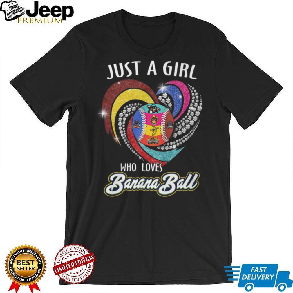 Just A Girl Who Loves Banana Ball Glitter Heart Baseball T Shirt