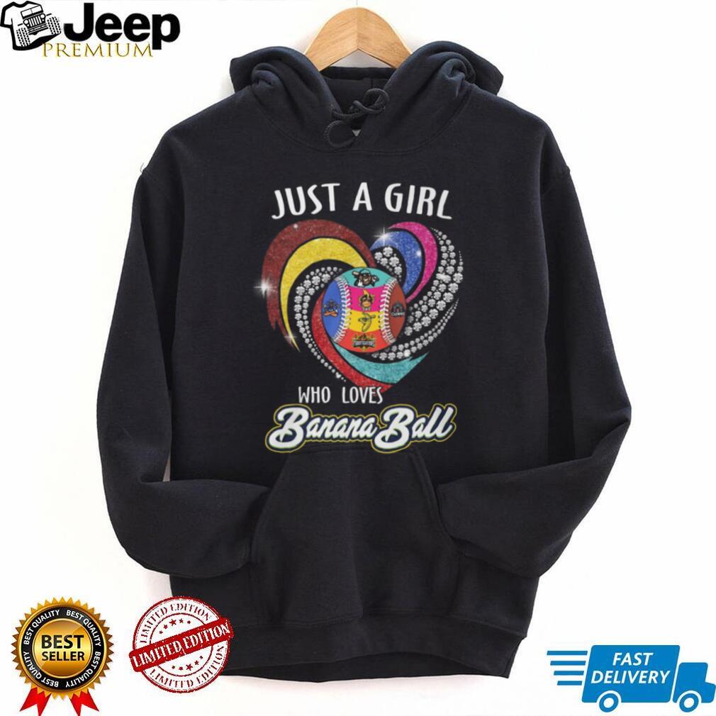 Just A Girl Who Loves Banana Ball Glitter Heart Baseball T Shirt