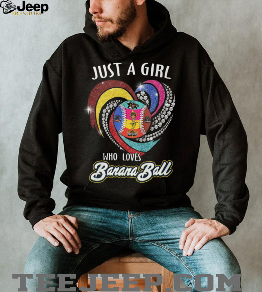 Just A Girl Who Loves Banana Ball Glitter Heart Baseball T Shirt