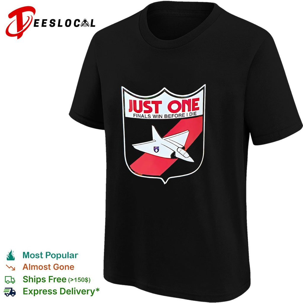 Just One Finals Win Before I Die jet plane shield sports parody shirt