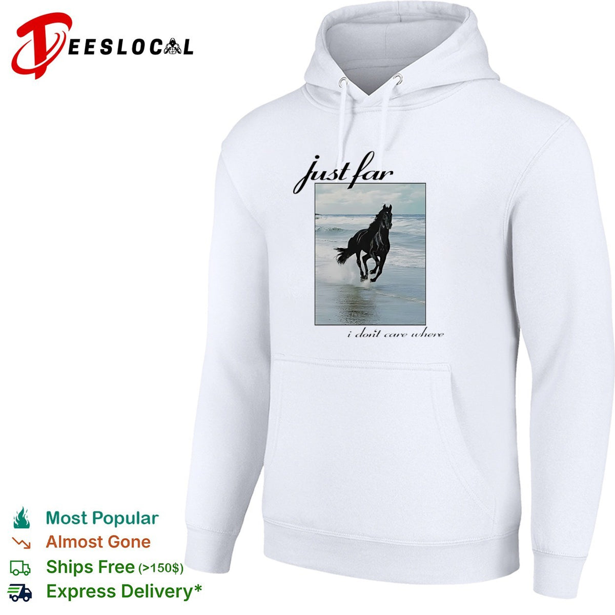 Just far I dont care where Black Horse Running on Beach Artistic Equestrian shirt