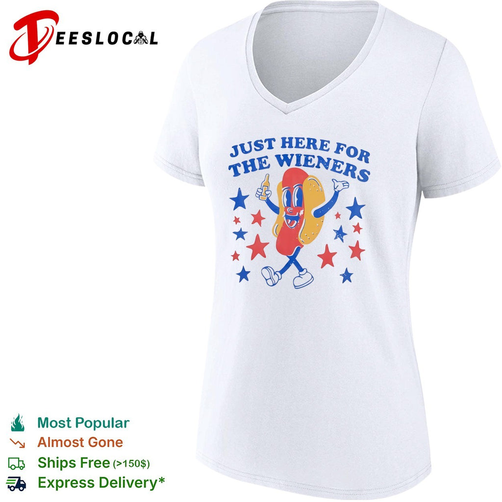 Just here for the wieners hot dog shirt