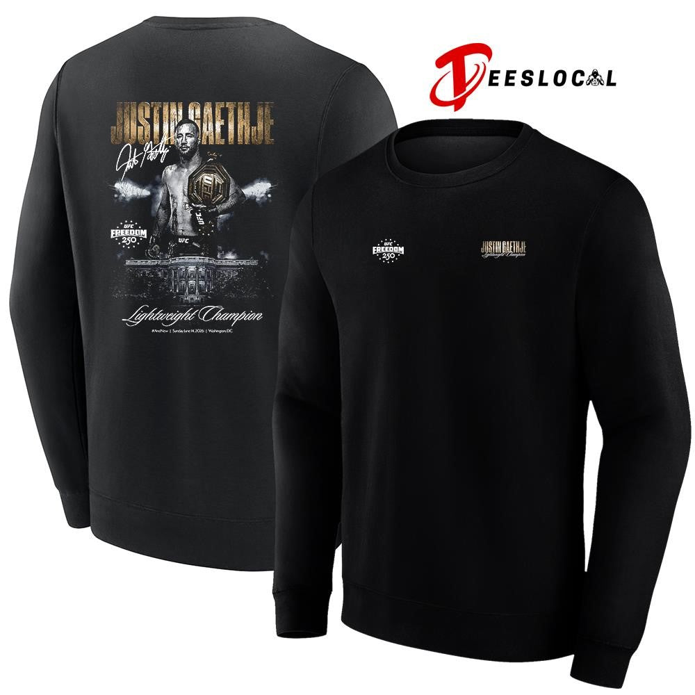 Justin Gaethje UFC Freedom 250 and new Men’s lightweight champion signature shirt