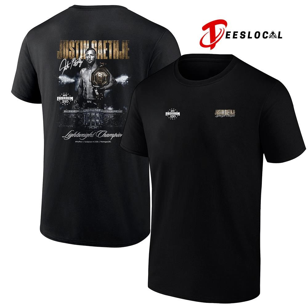 Justin Gaethje UFC Freedom 250 and new Men’s lightweight champion signature shirt