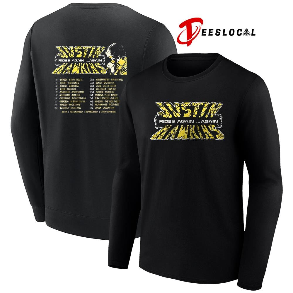 Justin Hawkins Rides Again Again tour 2026 dates schedule shirt