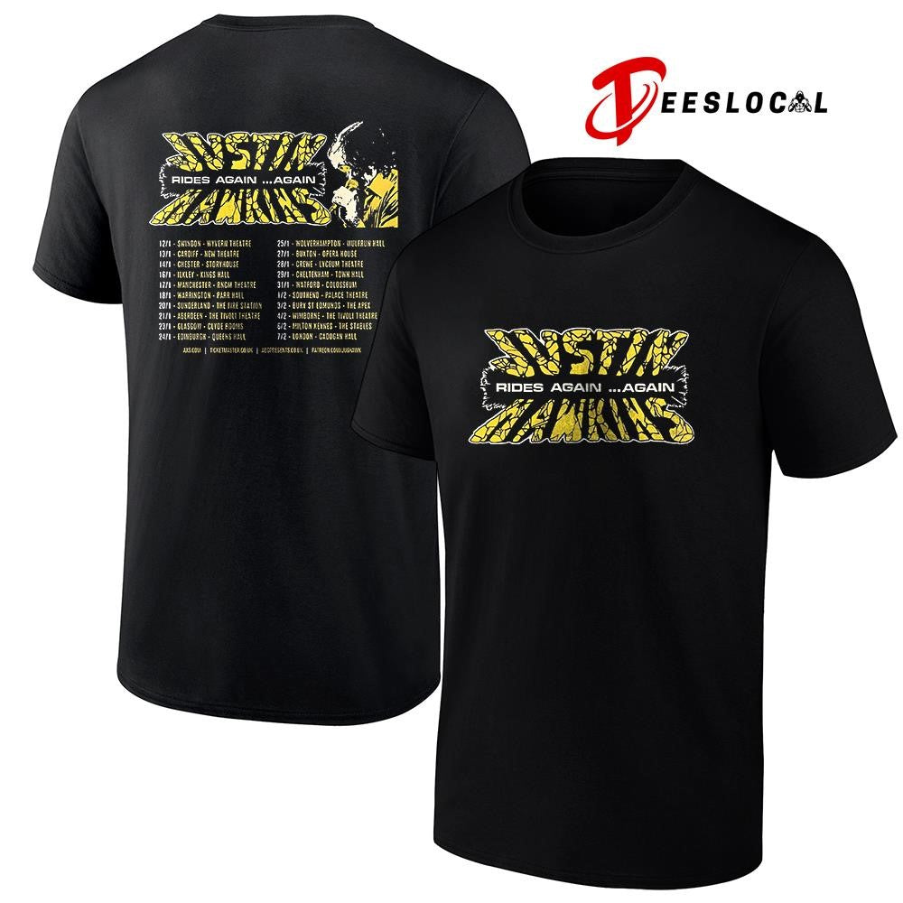 Justin Hawkins Rides Again Again tour 2026 dates schedule shirt