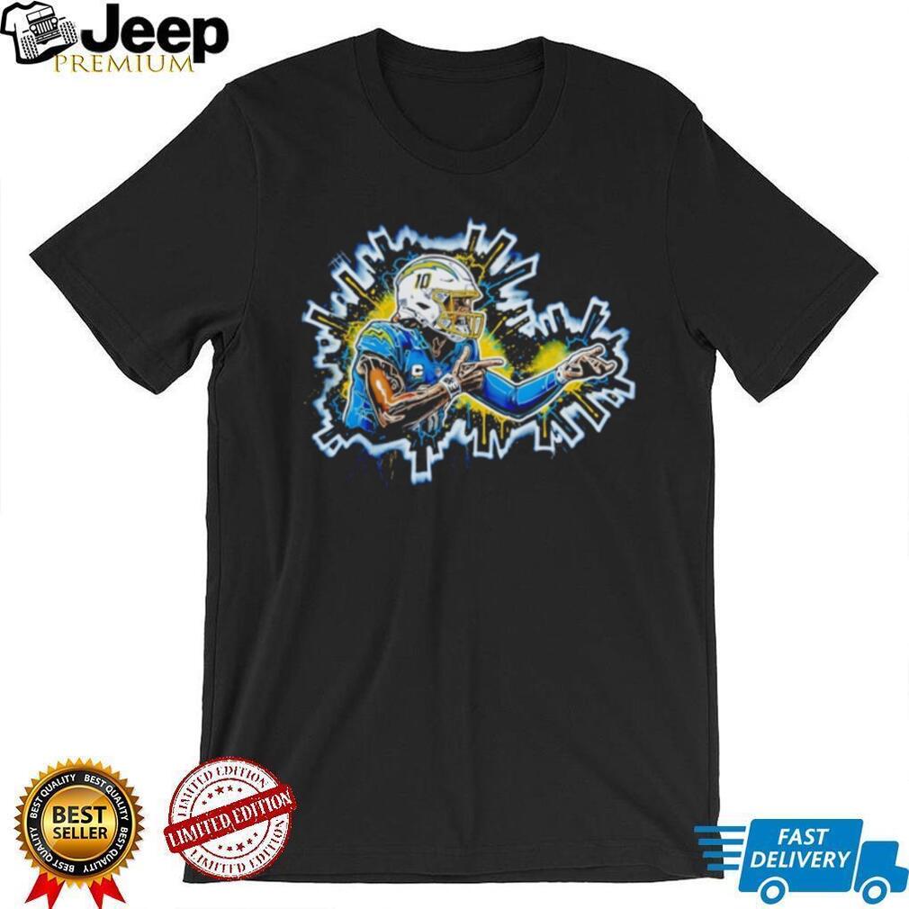 Justin Herbert Los Angeles Chargers Neon Lightning Art T Shirt