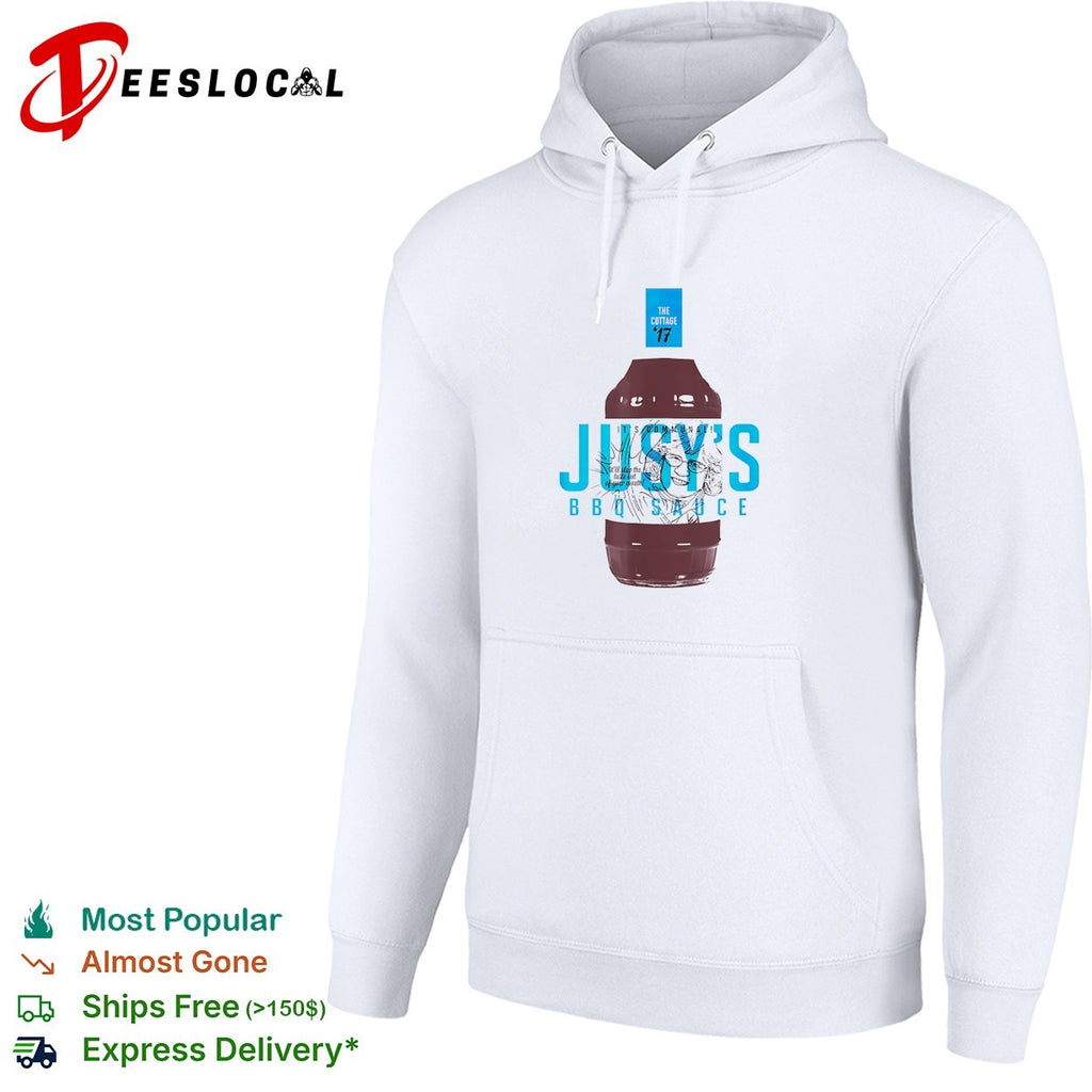 Jusy’s BBQ Sauce The Cottage ’17 it’s communal bottle label illustration graphic shirt