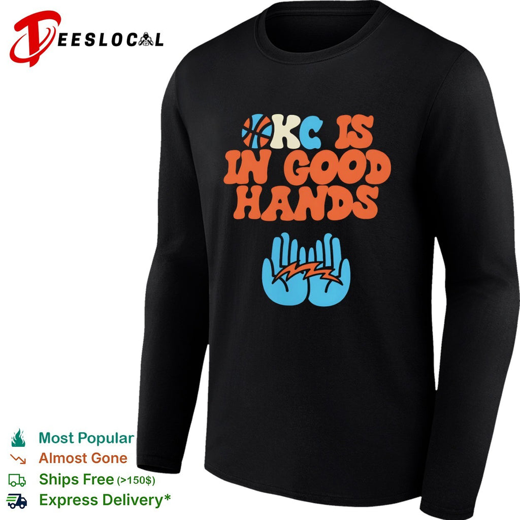 KC Is in Good Hands Kansas City Basketball Sports Lightning Hands Graphic Shirt
