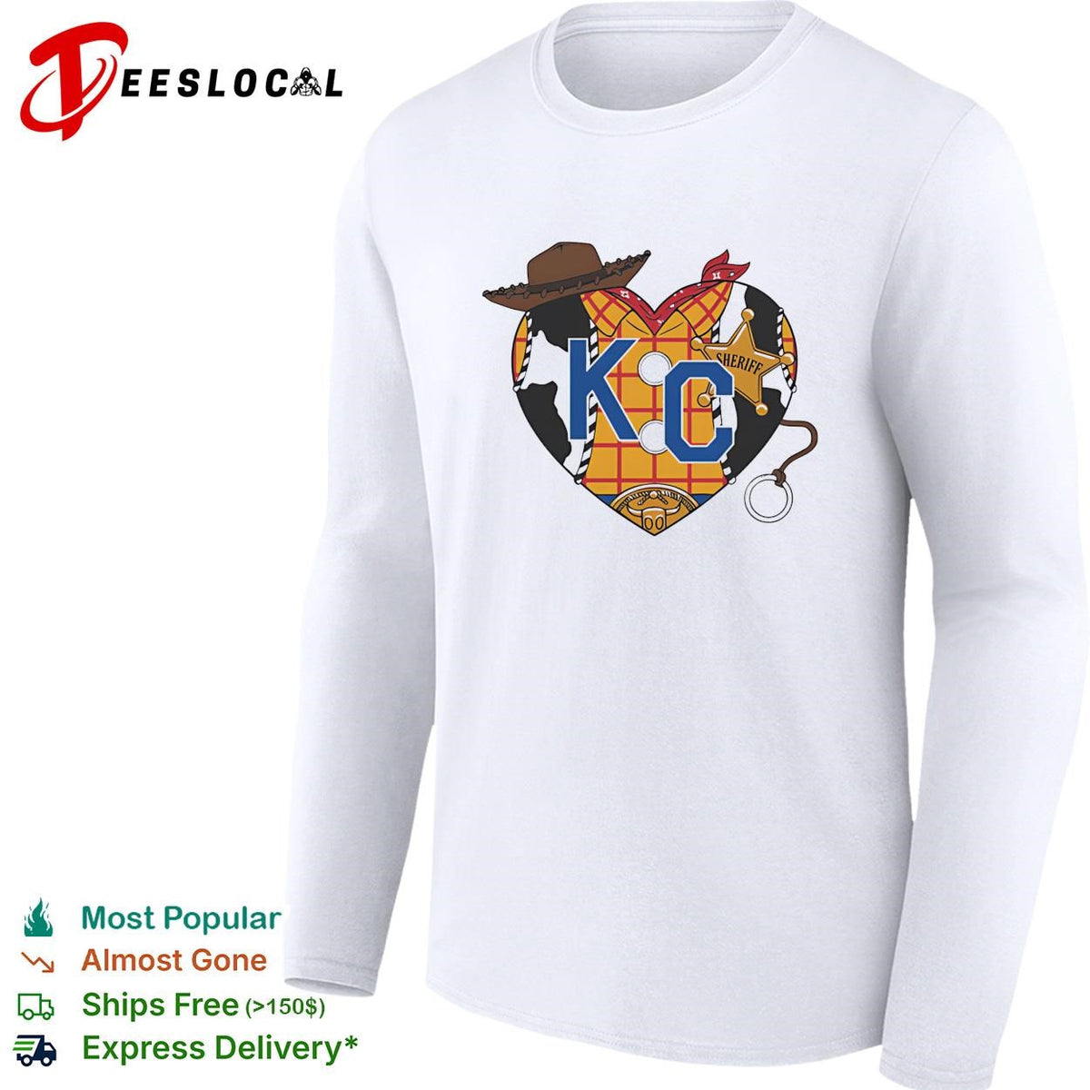 KC heart cowboy hat and sheriff badge western style illustration graphic shirt