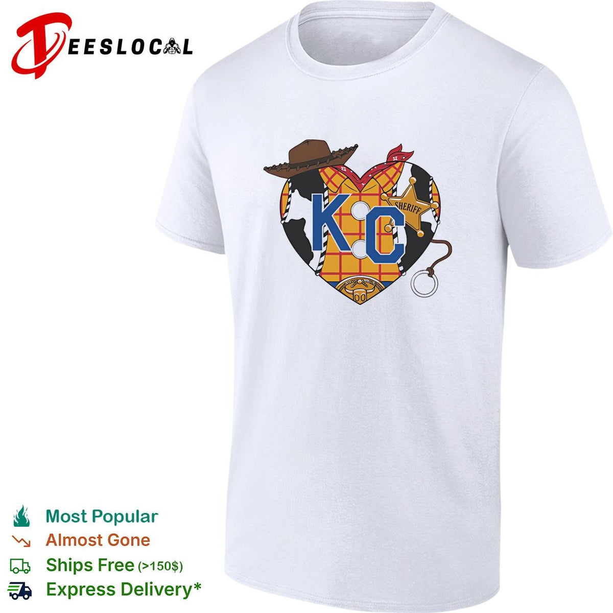 KC heart cowboy hat and sheriff badge western style illustration graphic shirt