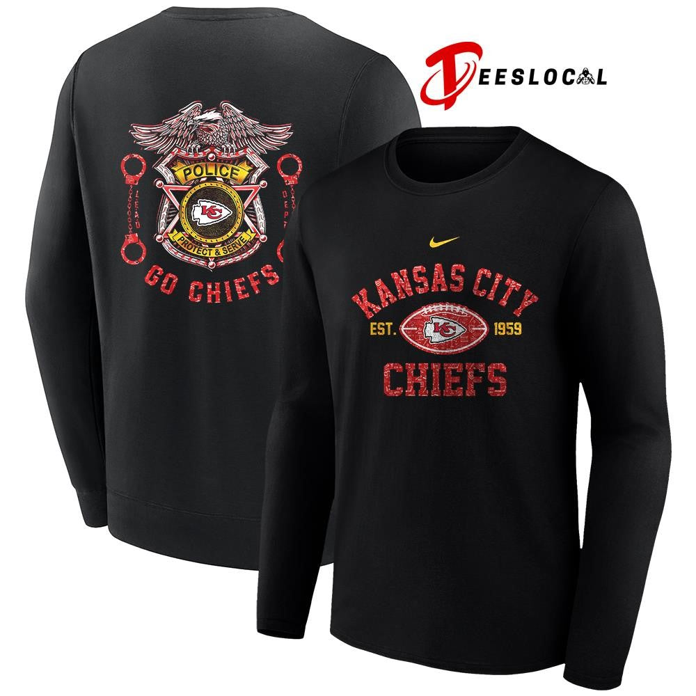 Kansas City Chiefs law enforcement tribute protect and serve logo shirt